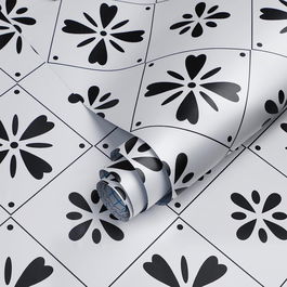 Tapet adeziv Decoroom, negru/argintiu, PVC, 44 x 300 cm