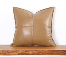 Perna decorativa, Dobsett, 50x50 cm, Piele ecologica, Camel