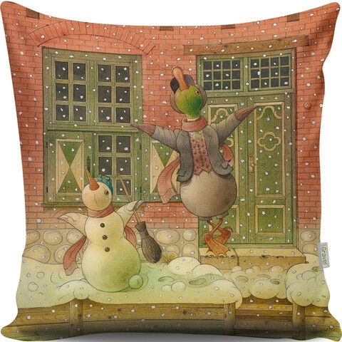 Perna decorativa, A13019, 43x43 cm, 50% Bumbac / 50% Poliester, Multicolor