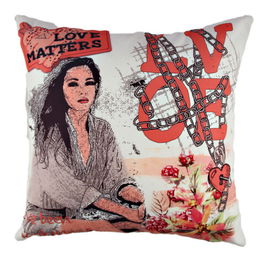 Perna decorativa, A10831, 43x43 cm, 50% Bumbac / 50% Poliester, Multicolor