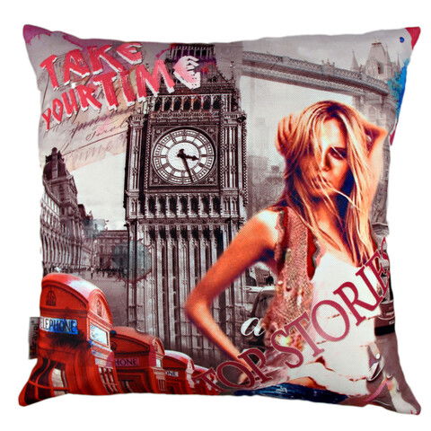 Perna decorativa, A10838, 43x43 cm, 50% Bumbac / 50% Poliester, Multicolor
