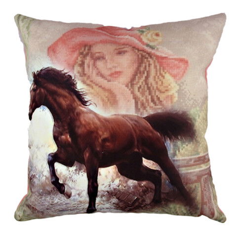 Perna decorativa, A10853, 43x43 cm, 50% Bumbac / 50% Poliester, Multicolor