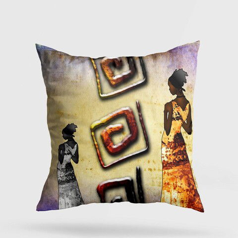 Perna decorativa, A11940, 43x43 cm, 50% Bumbac / 50% Poliester, Multicolor