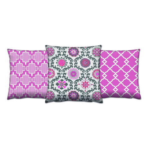 Set 3 perne decorative, AC-4305-4623-4317, 50% Bumbac / 50% Poliester, Multicolor