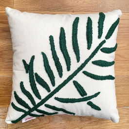 Perna decorativa, Pinales Organic Woven Punch Pillow With İnsert, 43x43 cm, Bumbac, Verde