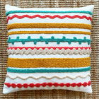 Perna decorativa, Rayas, 43x43 cm, Material: 20% in, 80% poliester, Coral închis / Verde / Muștar / Galben