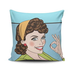 Perna decorativa, NKRLNT-309, 43x43 cm, 50% Bumbac / 50% Poliester, Multicolor