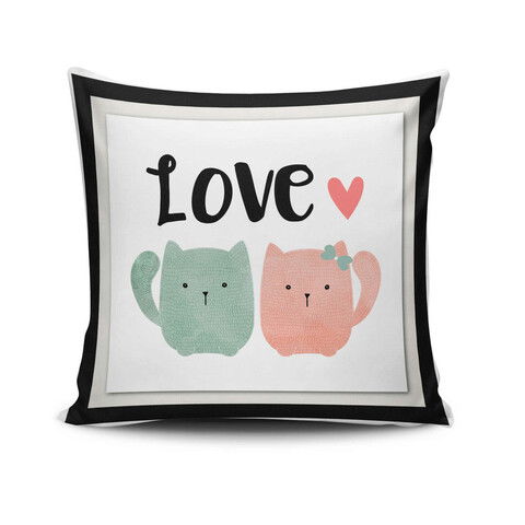 Perna decorativa, NKRLNT-346, 43x43 cm, 50% Bumbac / 50% Poliester, Multicolor