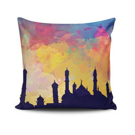 Perna decorativa, NKRLNT-358, 43x43 cm, 50% Bumbac / 50% Poliester, Multicolor