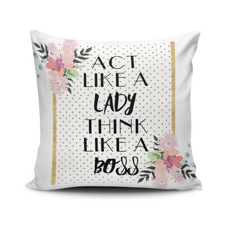 Perna decorativa, NKRLNT-380, 43x43 cm, 50% Bumbac / 50% Poliester, Multicolor