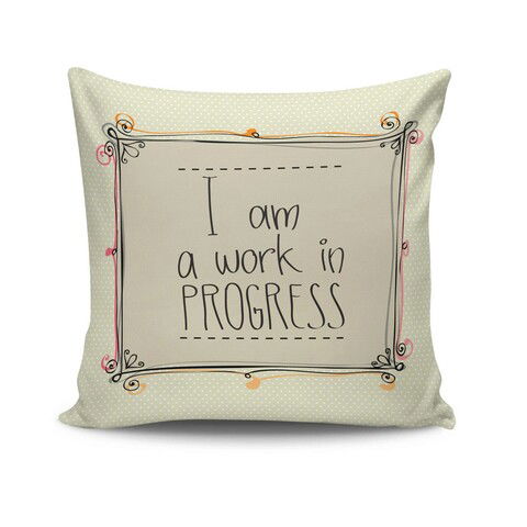 Perna decorativa, NKRLNT-032, 43x43 cm, 50% Bumbac / 50% Poliester, Multicolor