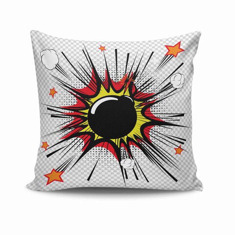 Perna decorativa, NKRLNT-055, 43x43 cm, 50% Bumbac / 50% Poliester, Multicolor