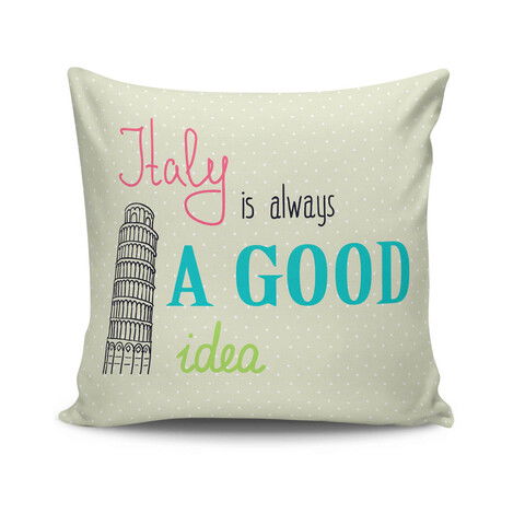 Perna decorativa, NKRLNT-065, 43x43 cm, 50% Bumbac / 50% Poliester, Multicolor