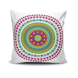Perna decorativa, MANDALA-38, 43x43 cm, 50% Bumbac / 50% Poliester, Multicolor