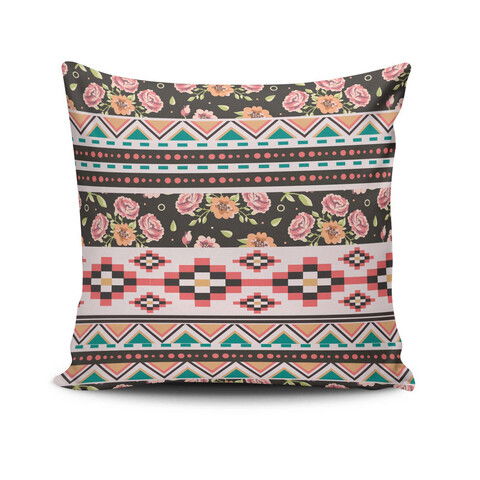 Perna decorativa, NKRLNT-189, 43x43 cm, 50% Bumbac / 50% Poliester, Multicolor