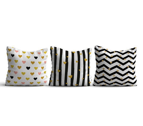 Set 3 perne decorative, HMI-KIR-100, 50% Bumbac / 50% Poliester, Multicolor