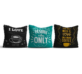 Set 3 perne decorative, HMI-KIR-102, 50% Bumbac / 50% Poliester, Multicolor