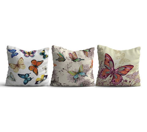 Set 3 perne decorative, HMI-KIR-103, 50% Bumbac / 50% Poliester, Multicolor