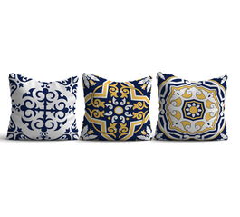 Set 3 perne decorative, HMI-KIR-106, 50% Bumbac / 50% Poliester, Multicolor