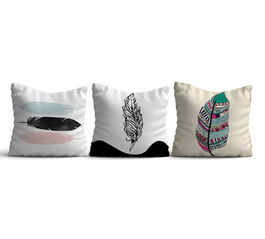 Set 3 perne decorative, HMI-KIR-115, 50% Bumbac / 50% Poliester, Multicolor