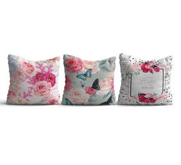Set 3 perne decorative, HMI-KIR-119, 50% Bumbac / 50% Poliester, Multicolor