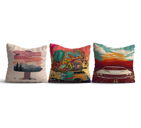 Set 3 perne decorative, HMI-KIR-122, 50% Bumbac / 50% Poliester, Multicolor