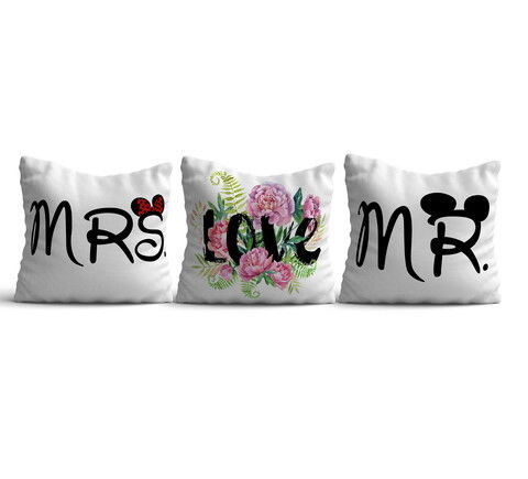 Set 3 perne decorative, HMI-KIR-123, 50% Bumbac / 50% Poliester, Multicolor