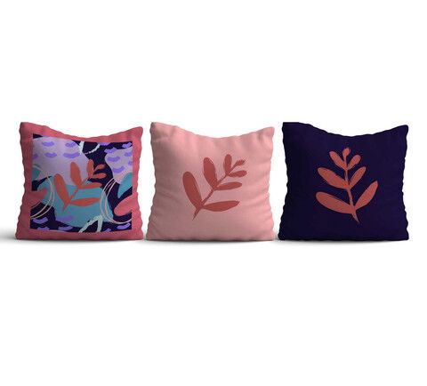 Set 3 perne decorative, HMI-KIR-125, 50% Bumbac / 50% Poliester, Multicolor