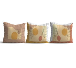 Set 3 perne decorative, HMI-KIR-124, 50% Bumbac / 50% Poliester, Multicolor