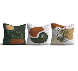 Set 3 perne decorative, HMI-KIR-126, 50% Bumbac / 50% Poliester, Multicolor