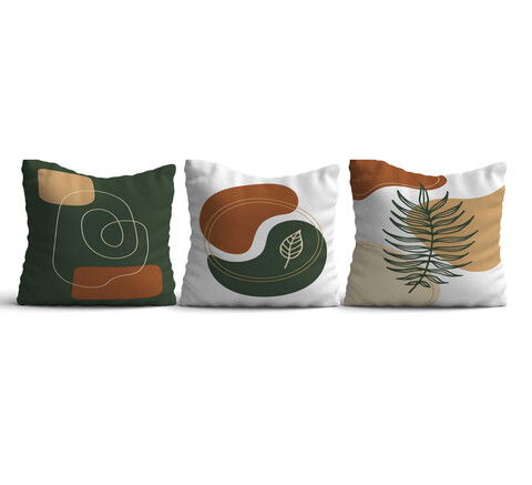 Set 3 perne decorative, HMI-KIR-126, 50% Bumbac / 50% Poliester, Multicolor