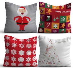 Set 4 perne decorative, NYXMAS01, 50% Bumbac / 50% Poliester, Multicolor