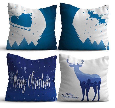 Set 4 perne decorative, NYXMAS03, 50% Bumbac / 50% Poliester, Multicolor