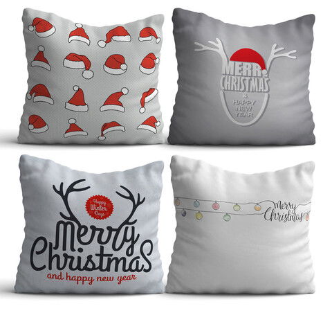 Set 4 perne decorative, NYXMAS04, 50% Bumbac / 50% Poliester, Multicolor