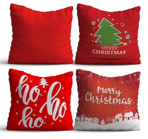 Set 4 perne decorative, NYXMAS06, 50% Bumbac / 50% Poliester, Multicolor