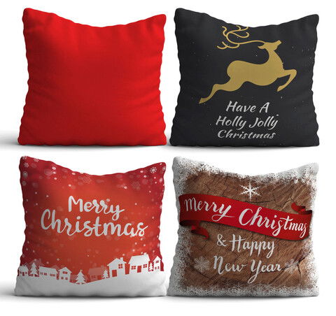 Set 4 perne decorative, NYXMAS08, 50% Bumbac / 50% Poliester, Multicolor