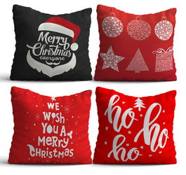 Set 4 perne decorative, NYXMAS09, 50% Bumbac / 50% Poliester, Multicolor