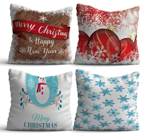 Set 4 perne decorative, NYXMAS12, 50% Bumbac / 50% Poliester, Multicolor