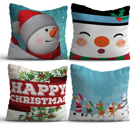 Set 4 perne decorative, NYXMAS13, 50% Bumbac / 50% Poliester, Multicolor