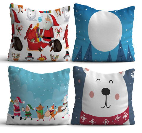 Set 4 perne decorative, NYXMAS14, 50% Bumbac / 50% Poliester, Multicolor