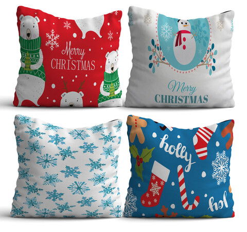 Set 4 perne decorative, NYXMAS19, 50% Bumbac / 50% Poliester, Multicolor