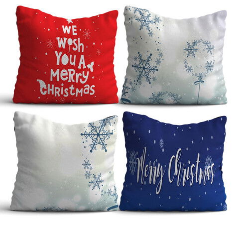 Set 4 perne decorative, NYXMAS21, 50% Bumbac / 50% Poliester, Multicolor