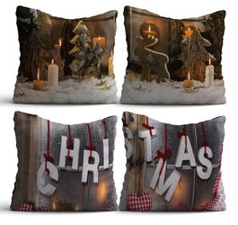 Set 4 perne decorative, NYXMAS22, 50% Bumbac / 50% Poliester, Multicolor