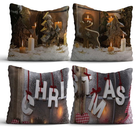 Set 4 perne decorative, NYXMAS22, 50% Bumbac / 50% Poliester, Multicolor