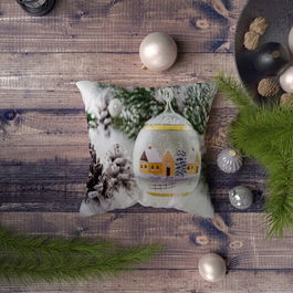 Perna decorativa, NYXMAS033, 43x43 cm, 50% Bumbac / 50% Poliester, Multicolor