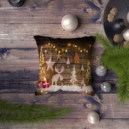 Perna decorativa, NYXMAS059, 43x43 cm, 50% Bumbac / 50% Poliester, Multicolor