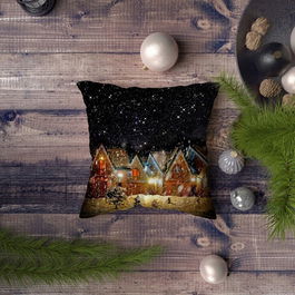 Perna decorativa, NYXMAS065, 43x43 cm, 50% Bumbac / 50% Poliester, Multicolor