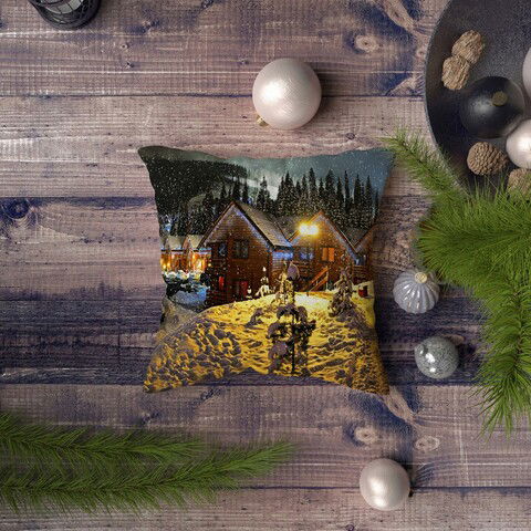 Perna decorativa, NYXMAS070, 43x43 cm, 50% Bumbac / 50% Poliester, Multicolor