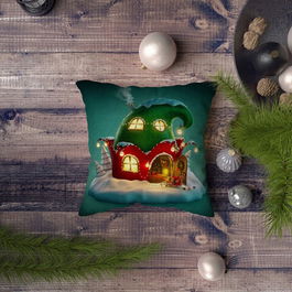 Perna decorativa, NYXMAS075, 43x43 cm, 50% Bumbac / 50% Poliester, Multicolor