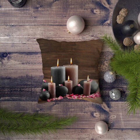 Perna decorativa, NYXMAS081, 43x43 cm, 50% Bumbac / 50% Poliester, Multicolor